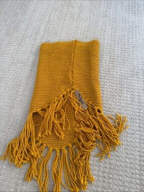 Michael Stars Mustard Yellow Knit Fringe Scarf